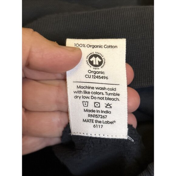 Mate The Label Organic Fleece Half Zip Sweatshirt Midnight NWT X-Small - Picture 8 of 9